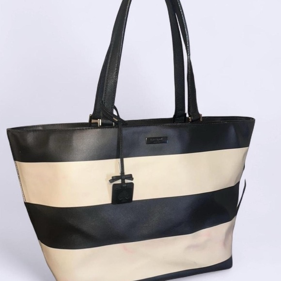 Kate Spade New York Black & Cream Stripe Tote Bag - Picture 2 of 7